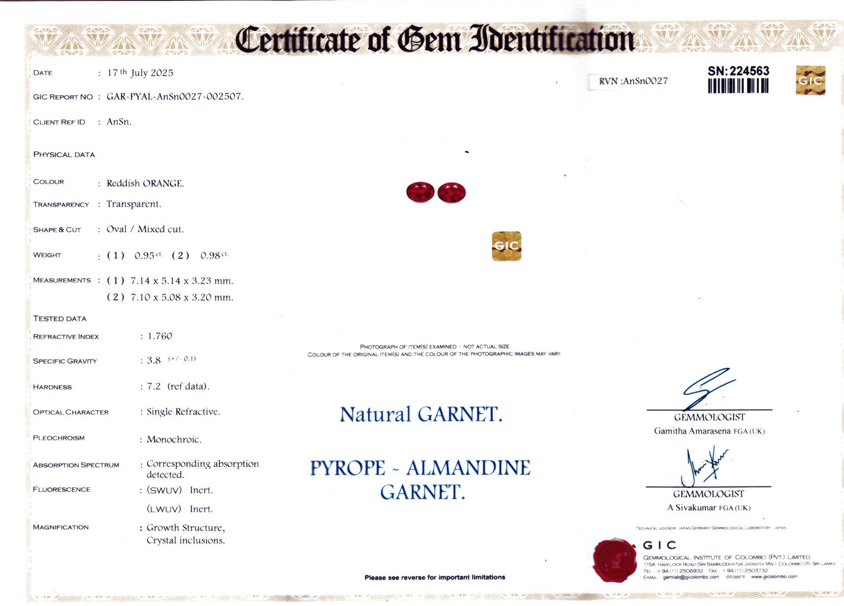 Oval Garnet Pair